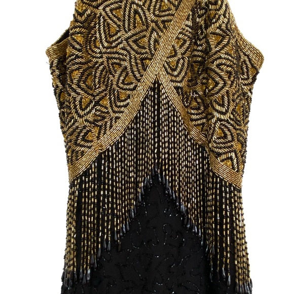 100% Silk Vintage 80’s Beaded Fringe Party Dress - Picture 2 of 6